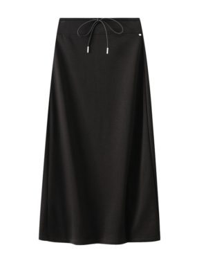 Straight Cut Midi Skirt with Drawstrings