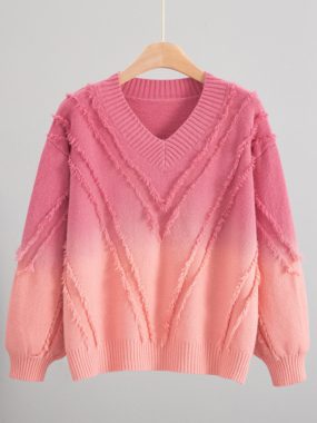 Winter Gradient V-Neck Loose Fit Sweater