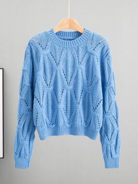 Hollow Long-Sleeved Women's Short Sweater