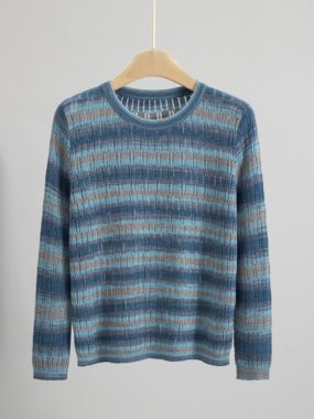 Colorful Striped Round Neck Thin Sweater