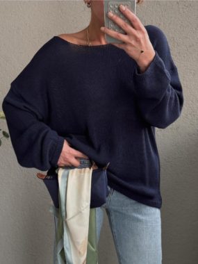 Large Crew Neck Thin Viscose Sweater