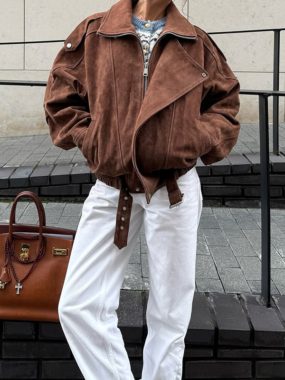 Suede Retro Vintage Motorcycle Flap Jacket