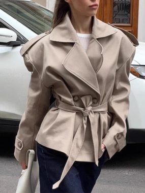 Long-Sleeved Trench Jacket With Belt