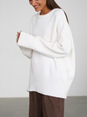 Crewneck Knitted Long Loose Fit Sweater