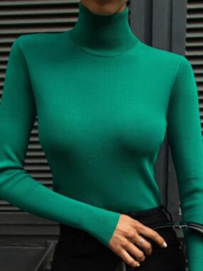 Slim Fit Simple High Neck Ribbed Top