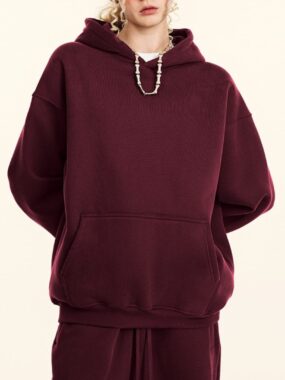 Unisex Casual Fleeced Hoodie With Kangaroo Pockets