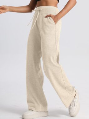 Drawstring Elastic Waist Lounge Straight Pants