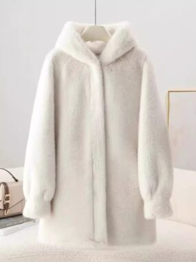Hooded Faux Fur Mid Length Heavyweight Jacket