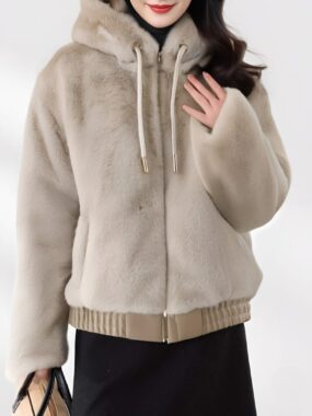 Faux Fur Hooded Bomber Jacket