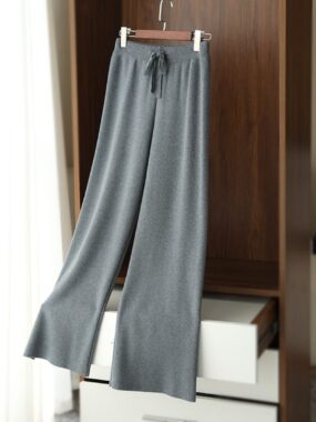 Knit Viscose Blended Elastic Waist Casual Pants