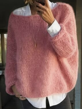 Basic Round Neck Long Sleeve Oversized Sweater