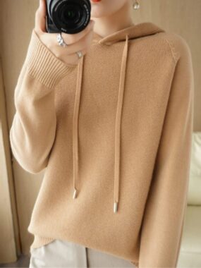 Hooded Solid Soft Knitted Sweater