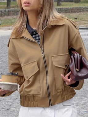 Contemp Bomber Suede Jacket With Pockets