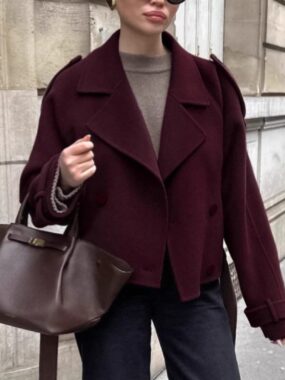 Lapel Collar Wool Loose Jacket