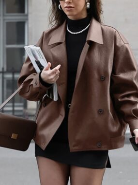 Faux Leather Large Loose Bomber Jacket