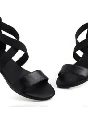 Real Leather Criss Cross Open Toe Flat Ankle Sandal