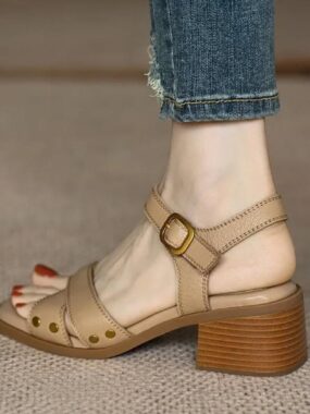 Boho Chic Mid Square Heel Open Toe Sandal