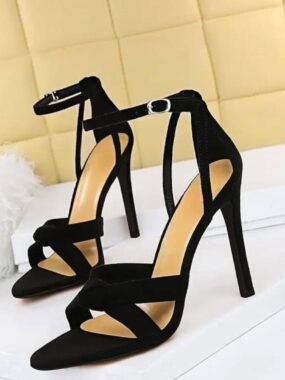 Ankle Strap Suede Leather Bow-knot High Heels