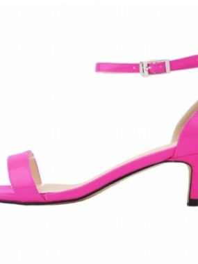 Mid-Heels Shinny PU Leather Open Toe Heels