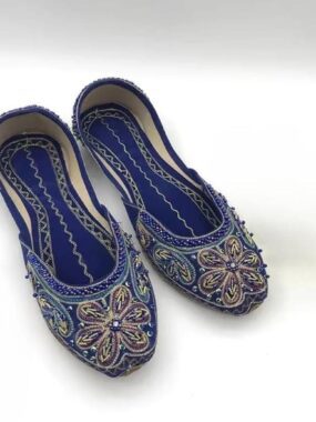 Ethnic Floral Beaded Flat Round Toe Ballerina