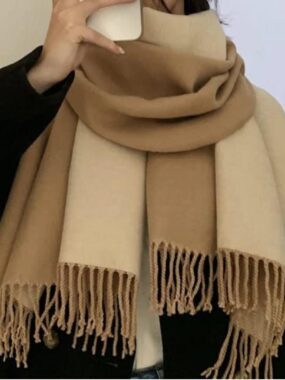 Double-Sided Thick Winter Long Scarf With Frills