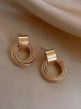 Circled Wrapped Hoop Multi Layer Metallic Earrings
