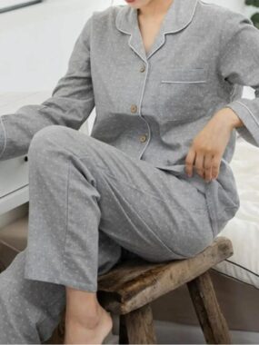 Cotton Long Sleeved Polka Dot Pajama