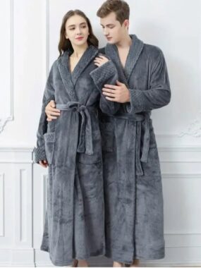 His & Hers  -  Cotton Warm Shawl Neck Bathrobe