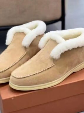 Genuine Suede Ankle-High Fur Open Walk Boots