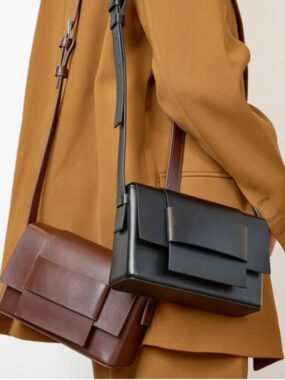Minimalistic Genuine Leather Crossbody Geo Bag