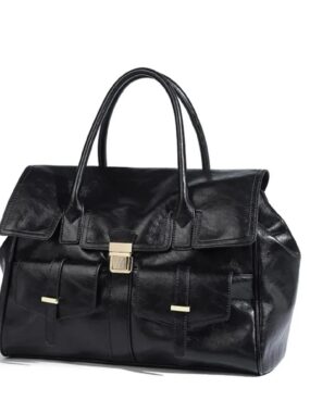 Gold Buckle Tote HandBag With External Pockets