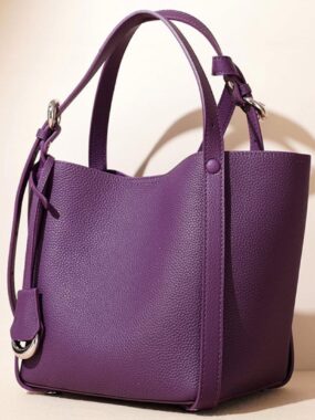 Classic Leather Bucket Bag With Double Handles