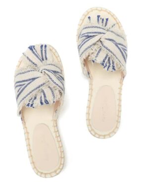 Cross-Hatched Open Toe Frilled Slippers