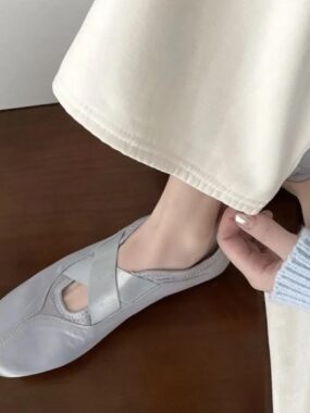 Criss Cross Strap Satin Flat Ballerina