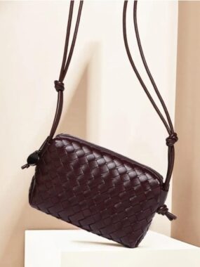 Basket Weaved Bag with Dual Knot Long Strap