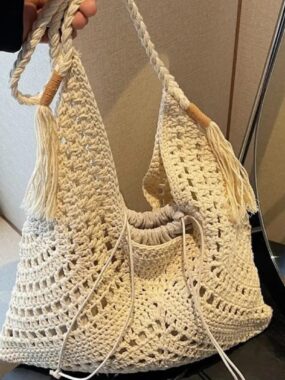 Rope Handle Crocheted Boho Bag