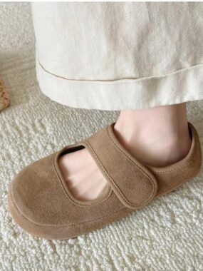 Faux Suede Modern Wide Mary Janes