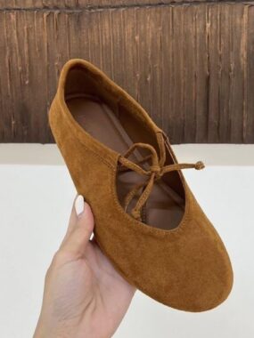 Soft Suede Flats with Delicate Tie-up Detail