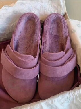 Violet Color Fully Inside Curly Fleeced Clogs