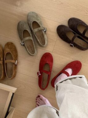 Genuine Plush Suede Leather Mary Janes