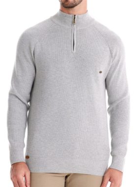Men's Half Zip High Collar Cotton Sweater