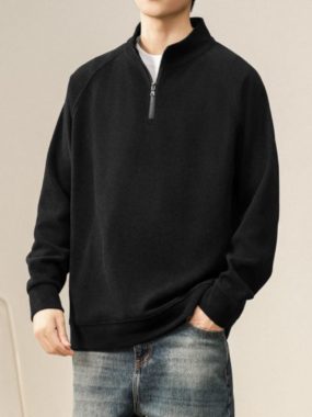 Men's Basic Solid Color Half Zip Sweatshirt