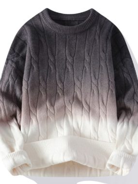 Gradient Patterned Round Neck Sweater