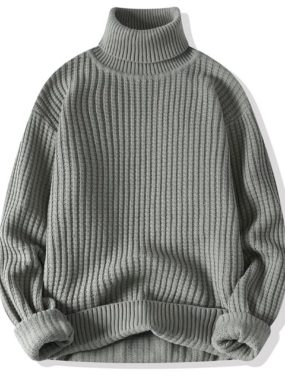 Thick Ribbed Turtleneck Knitted Sweater