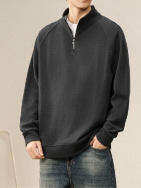 Plain Knit Zip-up Slip Sweater