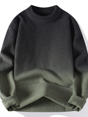 Men's Gradient Round Neck Knitted Sweater