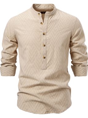 Casual Long Sleeve Stand-up Collar Shirt