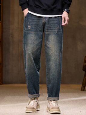 Men's Spring Denim Cotton Washed Jeans