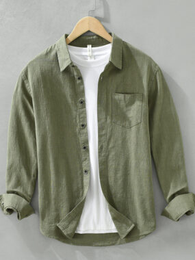 Long Sleeve High-end Ramie Cotton Blend Shirt