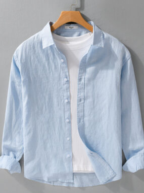 Pure Linen Long Sleeve Men's Summer Shirt